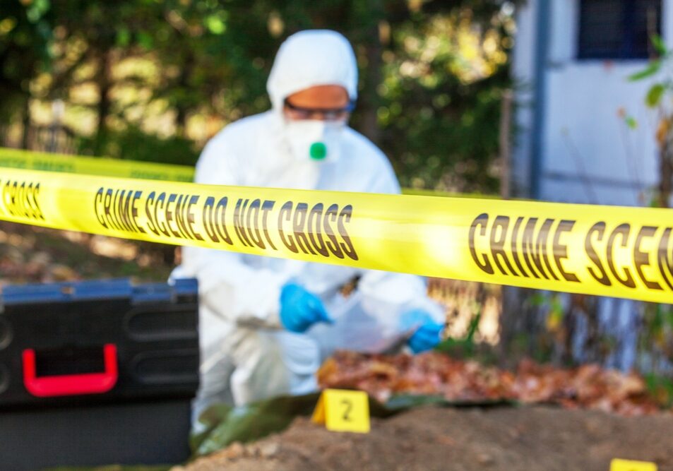 Crime,Scene,Investigation.,Forensic,Science,Specialist,Working,On,Human,Remains